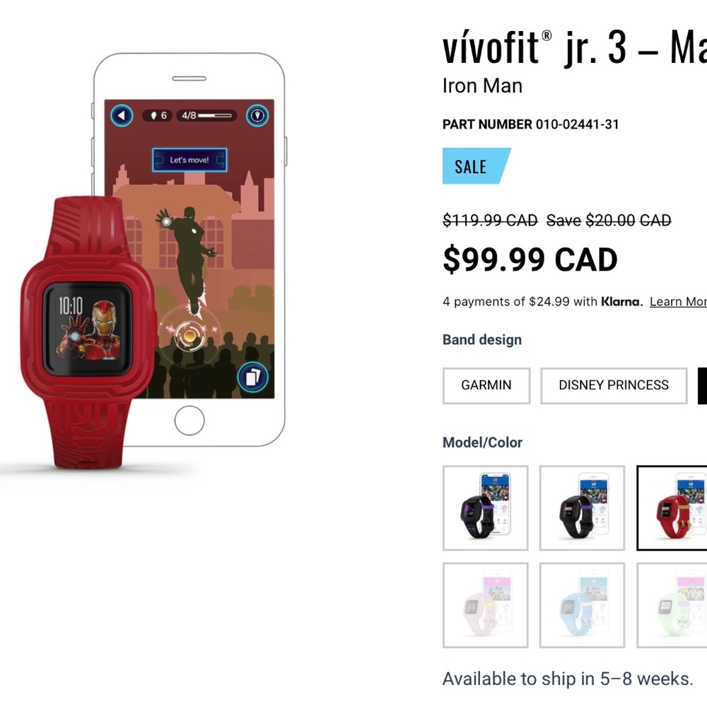 Garmin Vivofit Jr 3 Watch/ Fitness Tracker